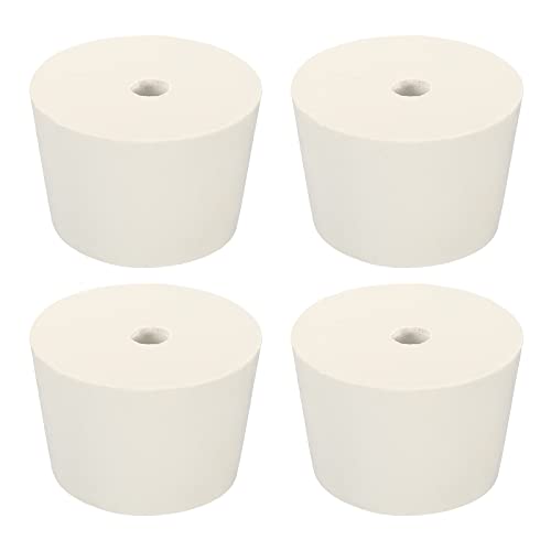 MECCANIXITY Rubber Tapered Plug 51mm to 62mm with 8mm Hole Test Tubes Bungs Stopper White for Lab Home 4 Pieces