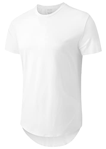 KESIHAN Men's Hip Hop Wave Round Hem T-Shirt Round Neck Cotton Casual Fashion Top3