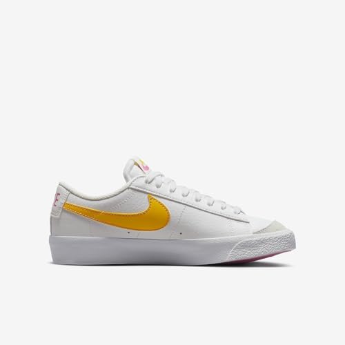 Nike Blazer Low '77 Big Kids' Shoes (DA4074-123, Summit White/Pinksicle/University Gold) Size 6.53