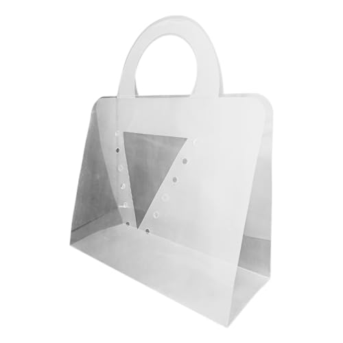 Image of Oasis Pack Of 10 Multipurpose Satchel Waterproof Transparent Bags With Handles For Floral Arrangement, Bouquets - Florist Supply, Gift Hamper Bags For Rakhi, Birthday, Diwali, House Warming & More | 30cm X 12cm X 25cm