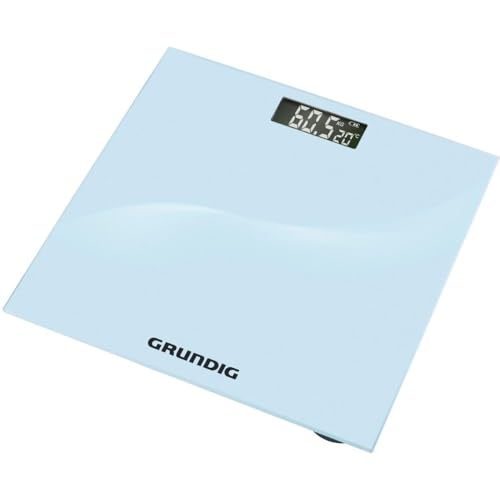 Grundig Digitale Personenwaage – Glaswaage mit LCD-Anzeige – Körperfettwaage 30x30 cm – Digitalwaage für den Alltag – Rutschfestes Design
