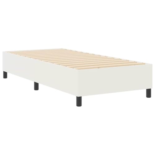 vidaXL Plattformbettgestell Creme 100 x 200 cm Cordstoff, Stylisches modernes Plattformbett, Kiefernholzrahmen, minimalistischen Design, bequemer Schlaf, langlebiges Massivholz