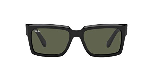 Ray-Ban RB2191 Inverness Rectangular Sunglasses, Black/Green, 54 mm