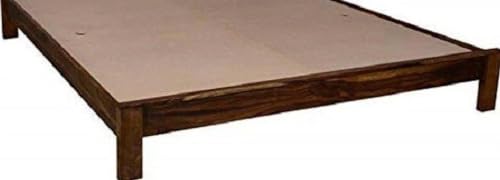 Image of Sheesham Wood King Size Bed Without Storage|Bed|Single Bed |Double Bed Solid Wood Queen Bed (Finish Color - Walnut, Delivery Condition - DIY(Do-It-Yourself))