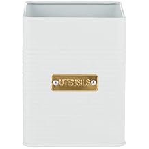 Typhoon Otto Square Canister | White with Wooden Lid - Utensil Jar