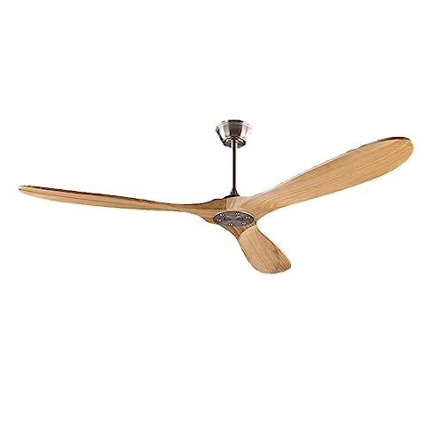 LHIUGE Log Home Fan Lamp Retro Lamp Lighting Fan Ceiling Fan with Remote Outdoor Ceiling Fans for Patios Modern Ceiling Fan No Light,Matte Black,52-Inch 52-inch Woodcolor