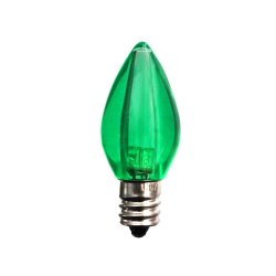 EZLS C7 Green LED Bulb - Smooth Lens Green Transparent C7 Replacement Bulb