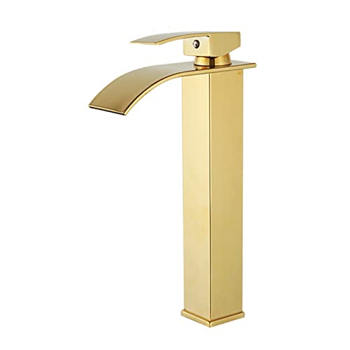Mitigeur de lavabo for eau chaude et froide cascade dorée grand format - 2