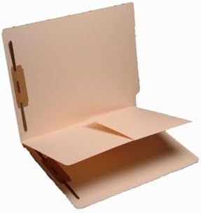 Manila Classification Folders - 11pt, 1 Divider, 4 Top Fasteners, 1/2"W Reinforced End Tab, Box of 40