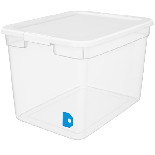 64 Quart Latching Storage Box with Lid – Heavy Duty Stackable...