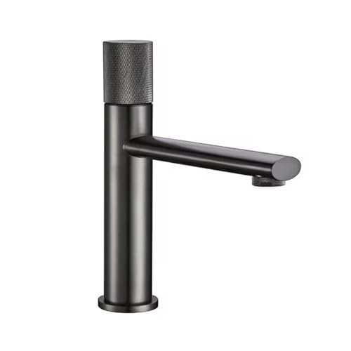 Robinet bassin de salle de bain monotrou en laiton gris avec contrôle précis du débit d'eau