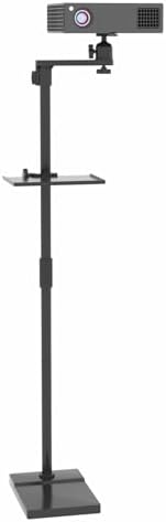 ASDJAKZP Projector Stand, Adjustable Height 48" to 61" Floor Projector Mount with Storage Tray, 360° Rotation Projector Tripod with Heavy Duty Base, Compatible with Video Projector Camera Phone, Black