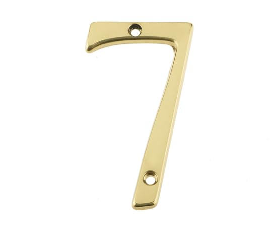 Kooples Hardware 75mm Screw Fix Door Numerals – Solid Metal House Numbers with Pre-Drilled Holes – Traditional Front Door Number Plates for Home & Gate Use (Polished Brass, No. 7)