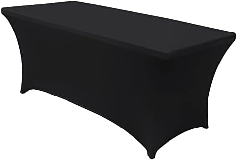 ABCCANOPY Spandex Tablecloths for 5 ft Home Rectangular Table Fitted Stretch Table Cover Polyester Tablecover Lash Bed Cover Table Toppers Massage Table Cover, Black