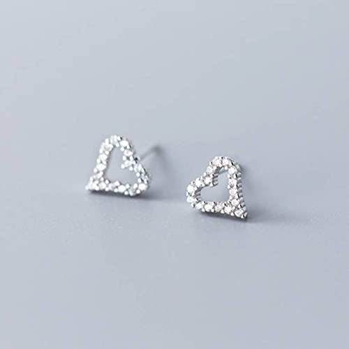 Pendientes de diamantes de corazón hueco en plata 925 premium