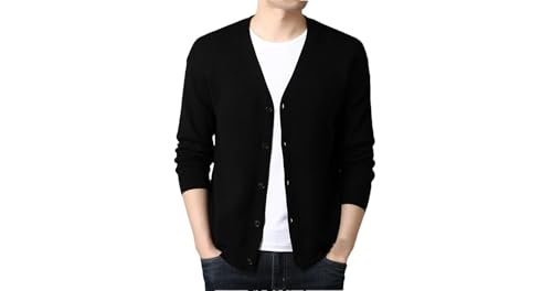 Mens Casual Slim Fit V Neck Long Sleeve Button Down Cardigan Sweater Long Sleeve Knitted Winter Sweater