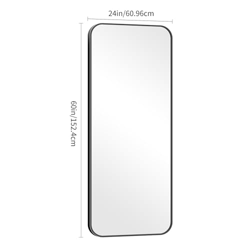 Image of DESBING 60 inch x 24 inchBathroom Mirror, Matte Black Wall Mirror with Metal Frame, Decorative Rectangular Vanity Mirror for Bedroom Bathroom Living Room Entryway (Horizontal /Vertical)