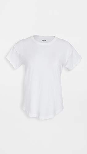 Madewell Women's Whisper Cotton Rib Crewneck Tee, Optic White, M #TOP3