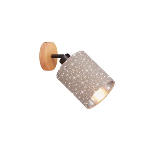 BRILONER - Wandleuchte Innen mit Sternenhimmel, Lampenschirm aus Stoff, schwenkbar, Wandlampe innen, Wandstrahler, Wandlicht, Wandbeleuchtung, Schlafzimmer, Flurlampe, 13x15 cm, Taupe