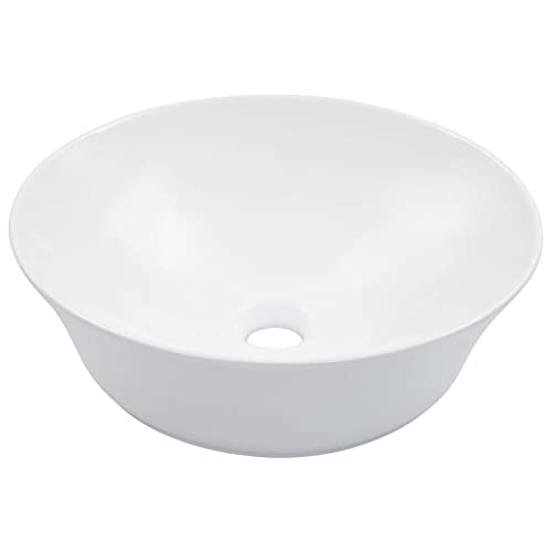 vidaXL Lavabo Sanitario Baño Servicio Fregadero Piezas de Fontanería Bricolaje Instalación Decoración Aseo Grifería Casa 41x12,5 cm Cerámica Blanco