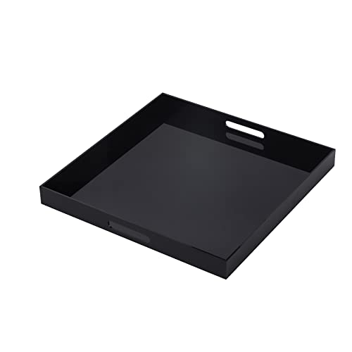 MUKEEN Black Oversize Acrylic Serving Tray with Handles 20x20 Inch -Spill Proof- Decorative Trays Countertop Organizer for Ottoman,Nightstand, Sidetable, Butler (20x20 Inch, Black) by MUKEEN - Used condition - CA$47.02
