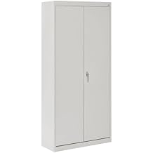 Sandusky Lee VF41361872-05 Value Line Metal Storage Cabinet with Fixed Shelves and Locking Handle, 150lb Capacity, 18" Depth x 36" Width x 72" Height, Dove Gray