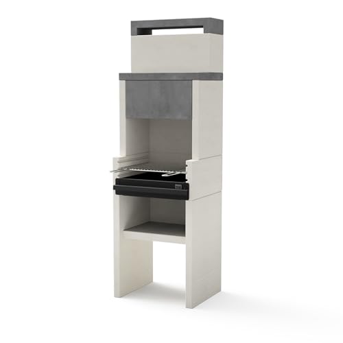 MAESTRO FERRETERO MF - Barbacoa de Obra para Carbón Modelo VENIT Flex hotte (Gris/Blanco - 59 x 47 x 185 cm) Ref: 4410
