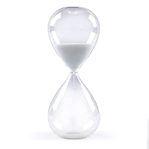 SWISSELITE Hourglass Sand Timers, Hourglass Sand Clock Inspired Glass for Home, Desk, Office Decor (6.5Inch-15Mins Bright White) - Thumbnail 4