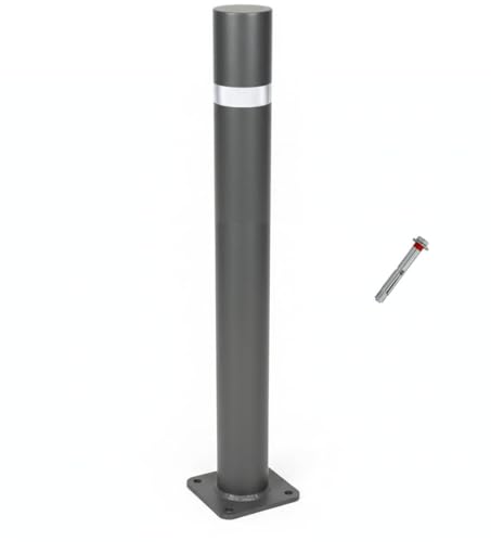 Pilona bolardo con placa modelo Barcelona Eco de acero fija anillo galvanizado con tornilleria