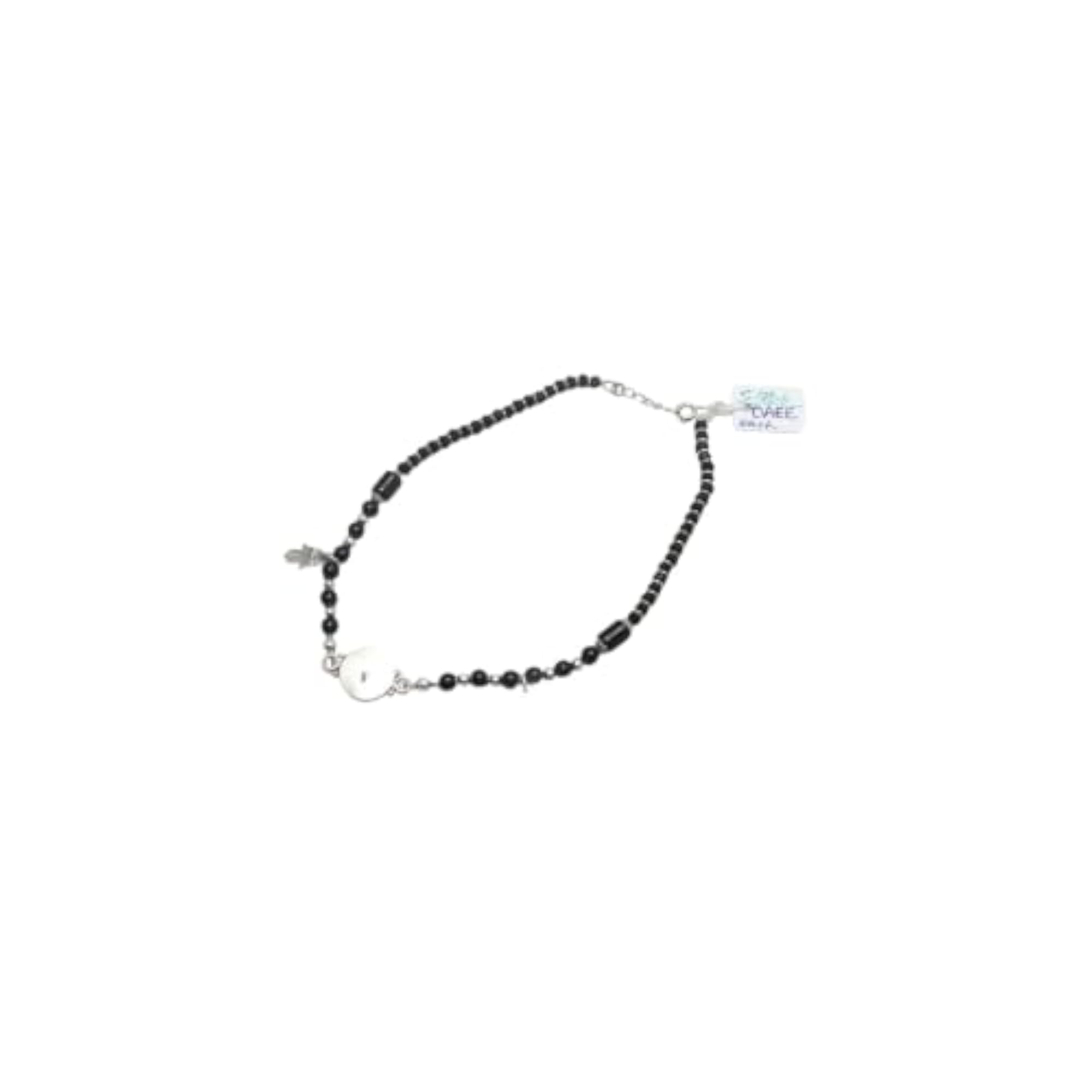 Black Onyx & Cubic Zirconia 925 Sterling Silver Anklet