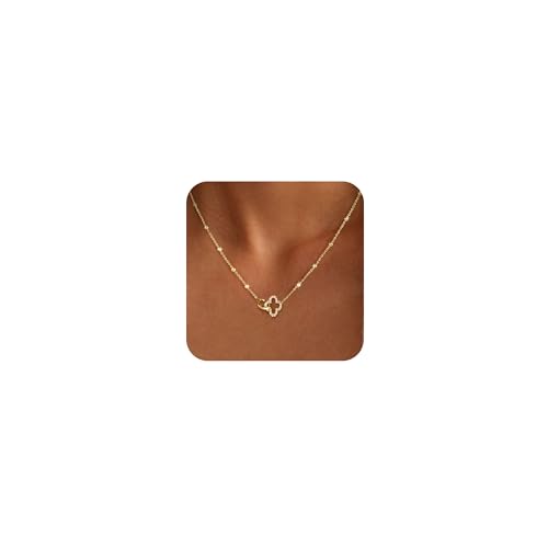 BLUEELM Gold Necklace for Women, 14K Gold Plated CZ Paperclip Cricle Sun Pendant Necklace Dainty Gold Necklace Cute Non Tarnish Pendant Necklaces for Women Trendy Waterproof Womens Gold Jewelry
