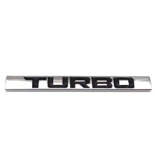 BMINO Car Styling Metal Turbo Logo Auto Emblem Premium 3D Sport Badge Auto Tronco Posteriore Autoadesivo Autoadesivo Accessori Decalcomania Adesivo logo (Color : Silver Black)