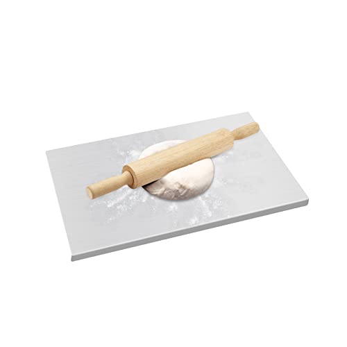 Tagliere in acciaio inox, 80 x 50 cm, tagliere da cucina con cuscinetto antiscivolo, piano di lavoro per cucina, bar, ristorante per impastare pizza, pane, torte e tagli