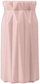 Bothyi Nordic Flower Vase Artificial Flowers Arrangement Pot Rhombus Origami Desktop Center Vase Decorative Flowerpot for Kitchen Bedroom Office Decoration, Pink