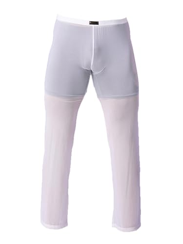Hularka Men's See Through Sheer Pajama Trousers Sleepwear Loose Loungewear Bottoms Long Pants