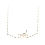 Laufende Katze Kette Katze Süße Katze Kletternde Schlüsselbeinkette Laufende Halskette Halsketten & Anhänger Anhänger Für compatible with Motorrad (Gold, One Size)