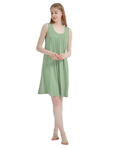 Image of GYS Cooling Bamboo Viscose Nightgowns for Women, Lightweight Sleeveless V Neck Sleep Shirt for Hot Sleepers, Soft Night dress