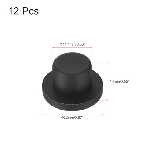 Image of uxcell High Temp Silicone Plug Mount Dia 14.1mm /0.56 inch t Shaped Rubber Stopper Hole Plugs for Powder Coating Plating Waterproof Plugs Sealing Plugs Black Pack of 12(OD 22mm)