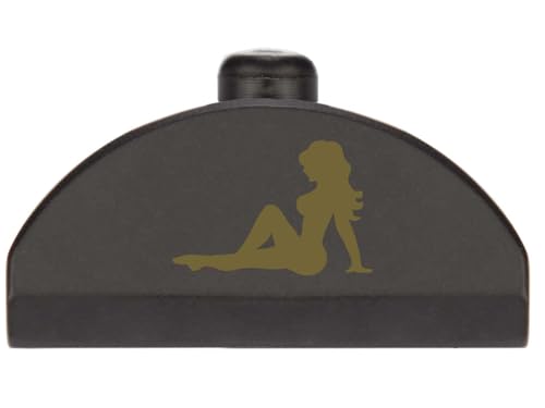 NDZ Performance Grip Plug for Glock Gen 4-5 – Heavyweight Brass – Fits G17 G19 G22 G23 G31 G34 G45 G47 – Cerakote Armor Black Finish, Trucker Mudflap Girl – Made in USA