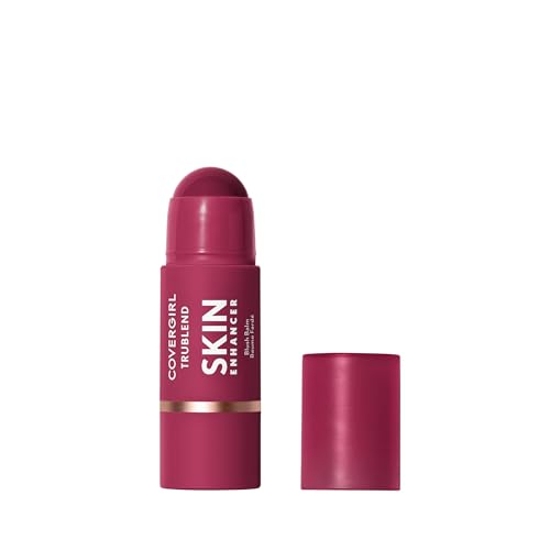 COVERGIRL Trublend Skin Enhancer Blush Balm Stick Vegan Formula Easy to Use Glides on Effortlessly Non-Greasy Doesnt Crease - 255 Midnight Plum (Bright Deep Berry)