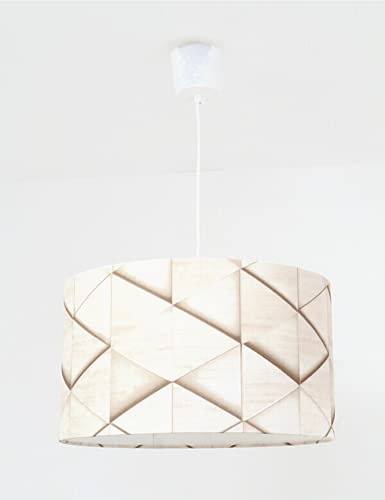 Abat-jour cylindre bois clair triangle géométrique scandinave Ø 45 cm