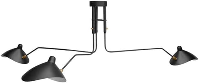 Lustre noir à 3 lumières style milieu du siècle pour salon et cuisine