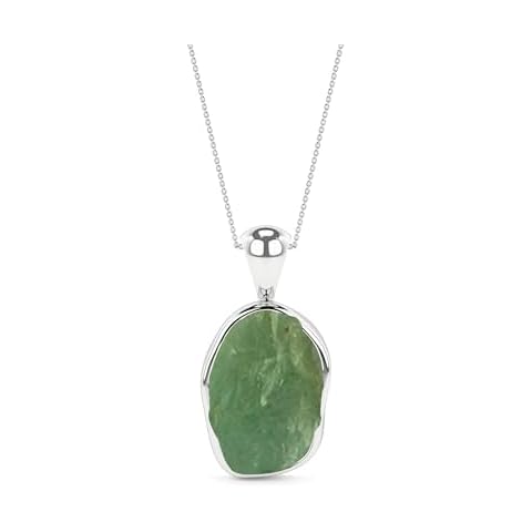 LUSTRE AND LIGHT Natural Raw Green Tourmaline Pendant Necklace for Women in Sterling SIlver - Healing Stone Jewelry - October Birthstone Jewelry Gifts for Her Birthday, Anniversary (Bezel-Set) Cover