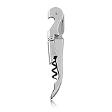 True Truetap Double Hinged Waiter's Corkscrew Wine Opener, Stainless Steel Wine Bottle Opener with Built In Foil Cutter, Home Bar Tools, Bar Cart Accessories, Wedding Gifts, Set of 1, Metallic Silver