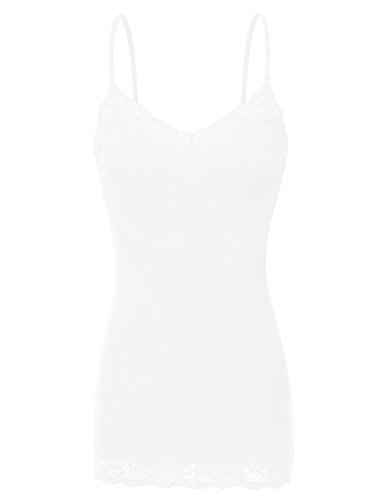 XT1004L Pack Ladies Adjustable Spaghetti Strap Lace Trim Cami Tank Top 4Pack-BLK CHC HE Grey WHT XL