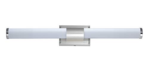 Image of Maxim Lighting Optic 30 inch 2-Light Bath Vanity Light | Satin Nickel Aluminum Finish | White Glass Shade | Transitional Indoor Light Fixture | Ideal for Bathrooms & Powder Rooms | 52116WTSN