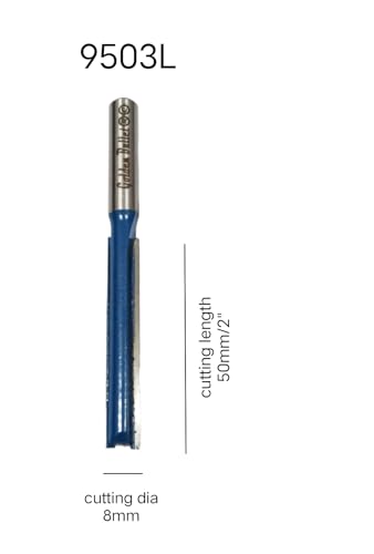 Image of Golden bullet pro straight Router bit 50mm /2 inch long ,with 8mm shank | (9503L (cutting dia 8mm X cutting length 50mm))