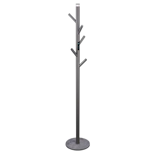 SWHC Toallero Electrico Baño de Pie Radiador Toallero Electrico Control Táctil 35-70°C Calentador de Toallas Acero Inoxidable Secatoallas Electrico con 5 Ganchos y Base, Gris