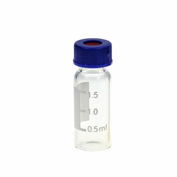 Laboratory Chromatography Small Bottle Wide Mouth Small Bottle, with pre Cut Diaphragm and lid 9mm Transparent Sample Small Bottle 1.5ml PTFE/Silicone Diaphragm 100 Pieces