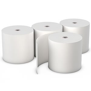 AmerCare 3 Inches x 190 Feet White Bond Register Rolls with 7/16 Inch ID Core, 1 Ply, Case of 50
